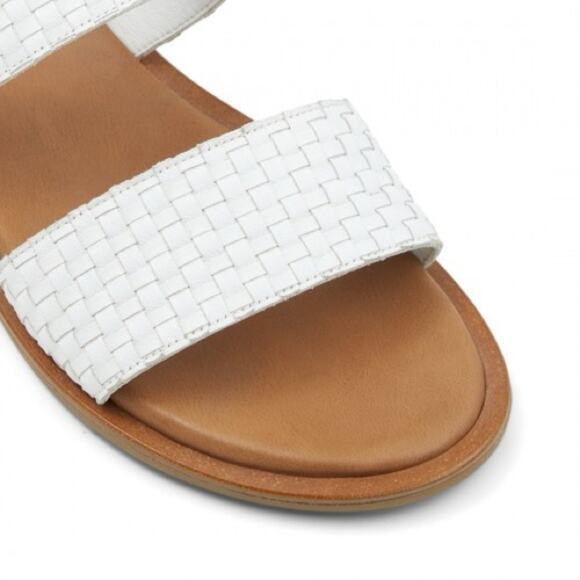 Aldo Jereciaa White leather sandal-  2 straps in woven leather Size 6.5 - Picture 2 of 12